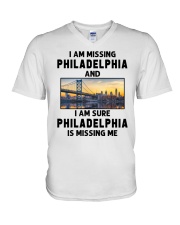I Am Missing Philadelphia V-Neck T-Shirt tile