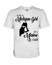 MICHIGAN GIRL IN MAINE V-Neck T-Shirt tile