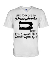 LIFE TOOK TO PENNSYLVANIA BE A PUERTO RICAN GIRL V-Neck T-Shirt tile