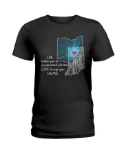 OHIO INDIANA LOVE BRINGS YOU HOME Ladies T-Shirt tile