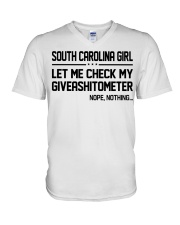 South Carolina girl let me check giveshitometer V-Neck T-Shirt tile