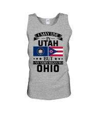 LIVE IN UTAH BUT BEGAN IN OHIO Unisex Tank tile