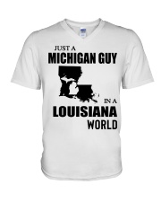 MICHIGAN GUY IN LOUISIANA V-Neck T-Shirt tile