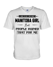 Manitoba Girl - But People Ruined V-Neck T-Shirt tile