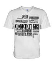 Connecticut girl cities V-Neck T-Shirt tile