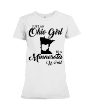 OHIO GIRL IN MINNESOTA Premium Fit Ladies Tee tile