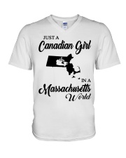 CANADIAN GIRL IN MASSACHUSETTS V-Neck T-Shirt tile
