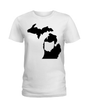 MAP OHIO IN MICHIGAN Ladies T-Shirt tile