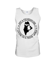 MICHIGAN GIRL LIVING IN MAINE Unisex Tank tile