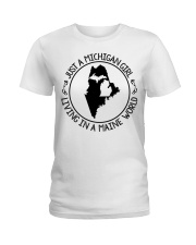 MICHIGAN GIRL LIVING IN MAINE Ladies T-Shirt tile