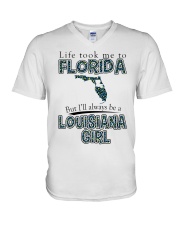 Louisiana Girl Life Took Me To Florida V-Neck T-Shirt tile