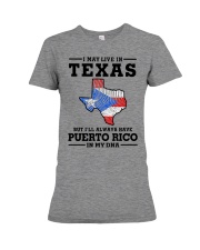 LIVE IN TEXAS PUERTO RICO IN MY DNA Premium Fit Ladies Tee tile