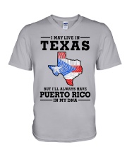 LIVE IN TEXAS PUERTO RICO IN MY DNA V-Neck T-Shirt tile