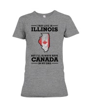 LIVE IN ILLINOIS CANADA IN MY DNA Premium Fit Ladies Tee tile