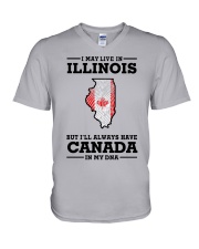 LIVE IN ILLINOIS CANADA IN MY DNA V-Neck T-Shirt tile