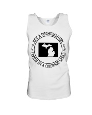 MICHIGAN GIRL LIVING IN COLORADO Unisex Tank tile
