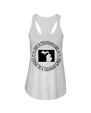 MICHIGAN GIRL LIVING IN COLORADO Ladies Flowy Tank tile