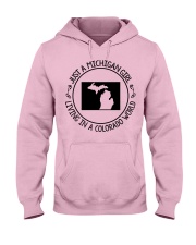 MICHIGAN GIRL LIVING IN COLORADO Hooded Sweatshirt front