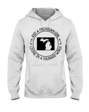MICHIGAN GIRL LIVING IN COLORADO Hooded Sweatshirt tile