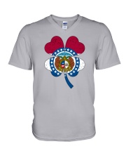 Flag Missouri Four Leaf Clover V-Neck T-Shirt tile