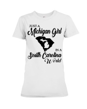 MICHIGAN GIRL IN SOUTH CAROLINA Premium Fit Ladies Tee tile