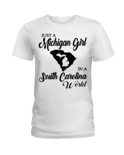 MICHIGAN GIRL IN SOUTH CAROLINA Ladies T-Shirt tile