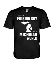 Florida Guy In Michigan V-Neck T-Shirt tile