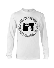 MICHIGAN GIRL LIVING IN OREGON Long Sleeve Tee tile