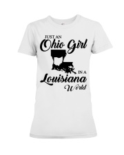 OHIO GIRL IN LOUISIANA Premium Fit Ladies Tee tile