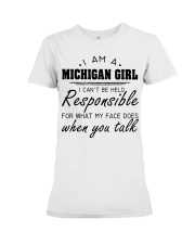 Michigan girl can't be held responsible Premium Fit Ladies Tee tile