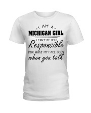 Michigan girl can't be held responsible Ladies T-Shirt tile