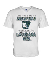 Louisiana Girl Life Took Me To Arkansas V-Neck T-Shirt tile