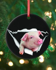 Pig Circle ornament - single (porcelain) custom-circle-ornament-single-porcelain-lifestyle-11