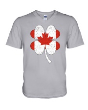 Flag Canada Four Leaf Clover V-Neck T-Shirt tile