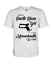 PUERTO RICAN GIRL IN MASSACHUSETTS V-Neck T-Shirt tile