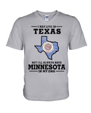 LIVE IN TEXAS MINNESOTA IN MY DNA V-Neck T-Shirt tile