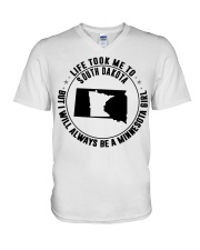 LIFE TOOK ME TO SOUTH DAKOTA BE A MINNESOTA GIRL V-Neck T-Shirt tile