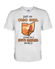 Ohio Girl Living In South Carolina V-Neck T-Shirt tile