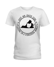 OHIO GIRL LIVING IN VIRGINIA Ladies T-Shirt tile