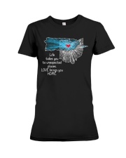 PUERTO RICO OHIO LOVE BRINGS YOU HOME Premium Fit Ladies Tee tile