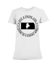 MAINE GIRL LIVING IN KANSAS Premium Fit Ladies Tee tile