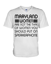 Should put on speakerphone not Maryland women V-Neck T-Shirt tile