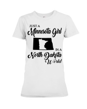 MINNESOTA GIRL IN NORTH DAKOTA Premium Fit Ladies Tee tile