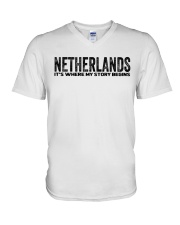 Netherlands - My Story Begins V-Neck T-Shirt tile