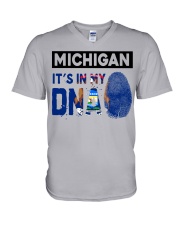 Michigan It's In My DNA V-Neck T-Shirt tile