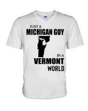 MICHIGAN GUY IN VERMONT V-Neck T-Shirt tile