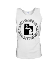 MICHIGAN GIRL LIVING IN UTAH Unisex Tank tile