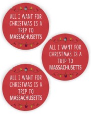 A Trip To Massachusetts Circle Ornament (Wood tile