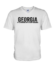 Georgia - My Story Begins V-Neck T-Shirt tile