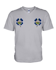 Kansas Flag - Four Leaf Clover V-Neck T-Shirt tile
